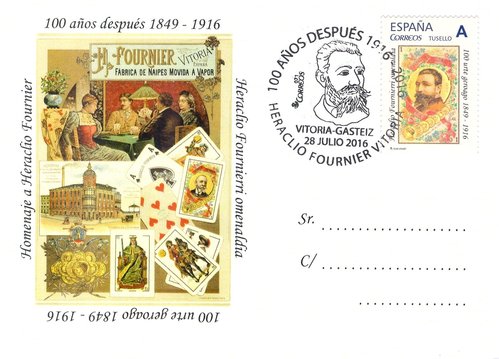 Vitoria-Gasteiz. Heraclio Fournier Vitoria. 100 anos despues. Tarjeta postal. Anverso. 1. Matasellada. Baja.jpg
