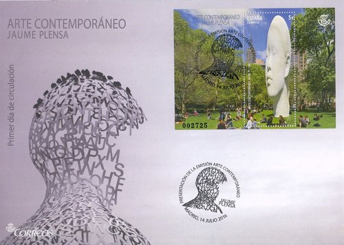 2016-07-14. Arte Contemporaneo Espanol. Jaume Plensa. Presentacion. 12-09-2016. Sobre matasellado. Baja.jpg