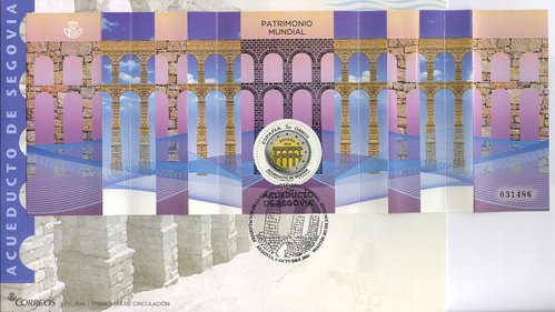 2016-10-06. Patrimonio Mundial. Acueducto de Segovia. Presentacion. 2016-10-07. Sobre matasellado con hoja desplegada. Baja.jpg