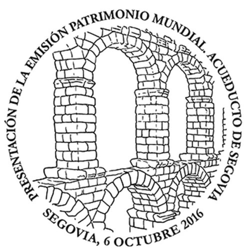 2016-10-06. Patrimonio Mundial. Acueducto de Segovia. Presentacion. 2016-10-07. Matasellos. Boceto. Baja.jpg