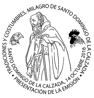 2016-10-14. Tradiciones y Costumbres. Milagro de Santo Domingo de la Calzada. Presentación. 2016-10-26. Matasellos. Boceto.jpg